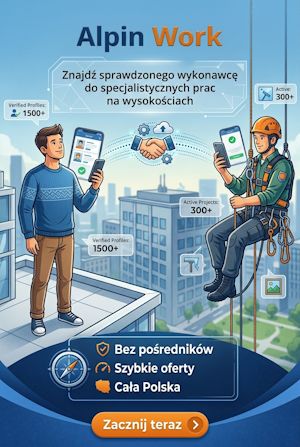 Znajdź alpinistę przemysłowego do prac na wysokości
